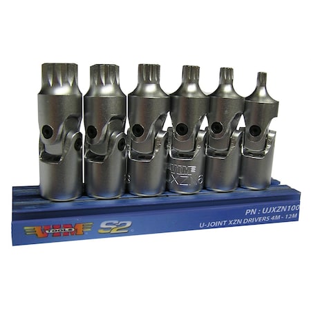 Vim Tools VIM Tools 6-Piece 1/4 in. Drive Universal Joint XZN Triple Square Driver Set UJXZN100